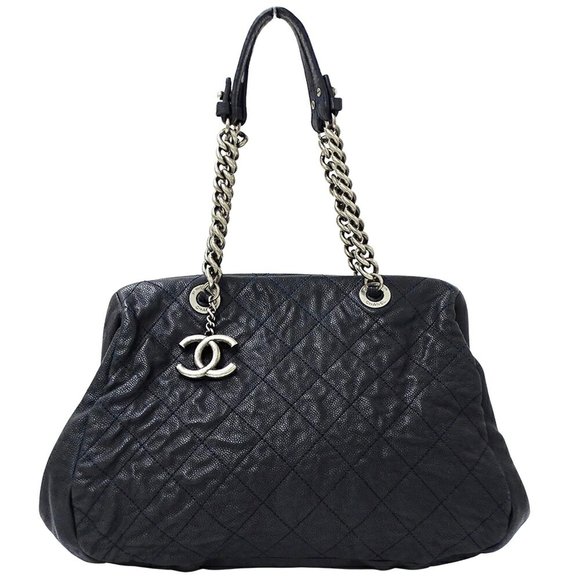 CHANEL Blue Caviar Leather Shoulder Bag - Picture 1 of 16